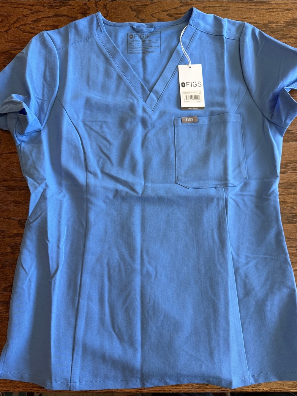 Figs Catarina V-Neck Scrub Top in Light Blue